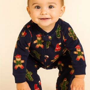 Carter's Festive Navy Gingerbread Footie